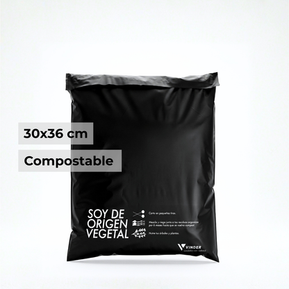 Bolsa Courier Compostable Negra 30x36 Por Mayor