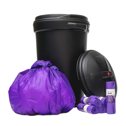 Bolsa de basura compostable morada 90x110 cm capacidad extra grande para contenedores industriales y edificios alta resistencia Vinder Chile