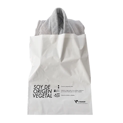 Bolsa courier blanca compostable lisa 40x50 cm sobre de envío grande de alta resistencia 40 micrones Vinder Chile