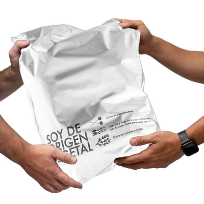 Bolsa courier blanca compostable lisa 50x60 cm sobre de envío extra grande sin logo para despachos rápidos Vinder Chile