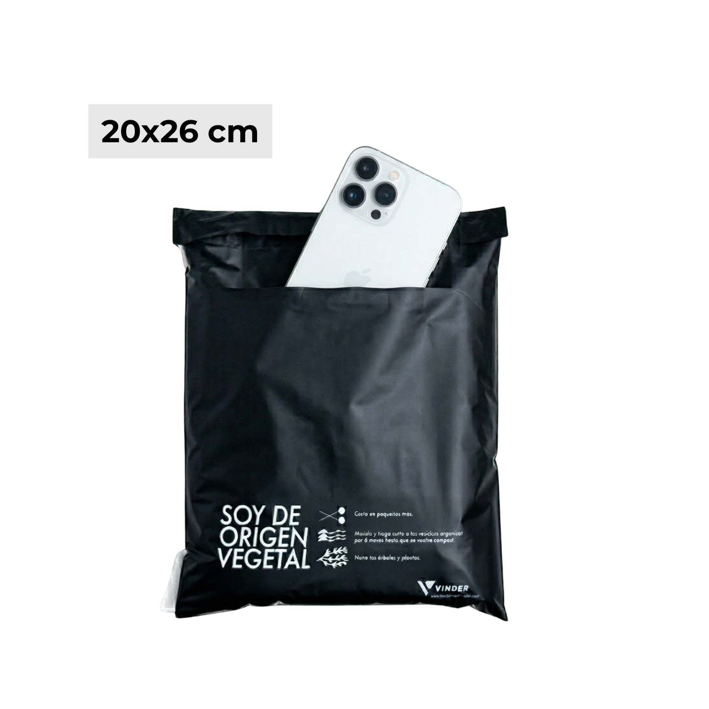 Bolsa Courier Compostable Negra 20x26 Por Mayor