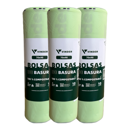 Bolsa de Basura Compostable - 3 Rollos (morada o verde según stock)