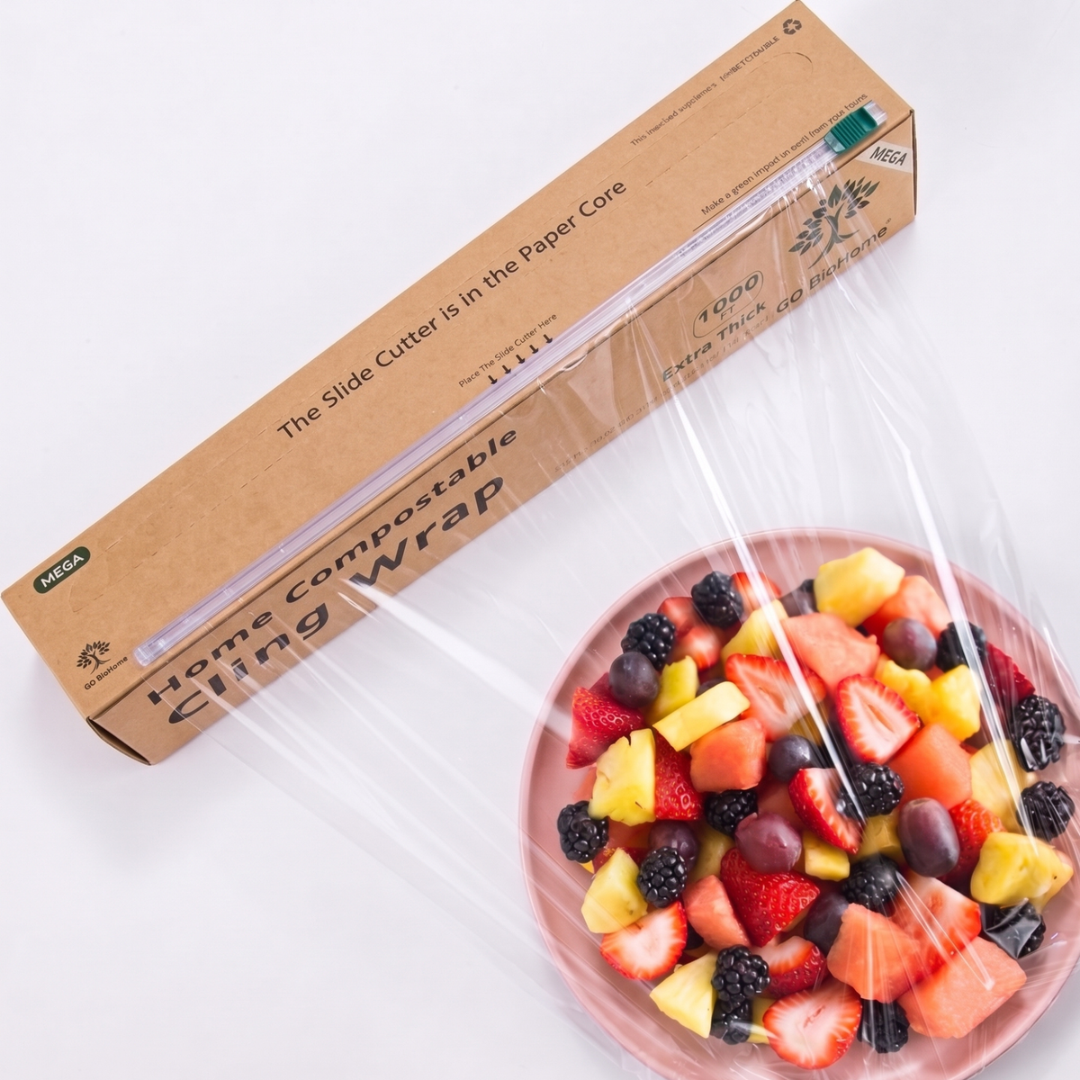 Papel film adherente ecológico para refrigeración y conservación de alimentos sin plástico, formato económico de 45 cm x 300 m.