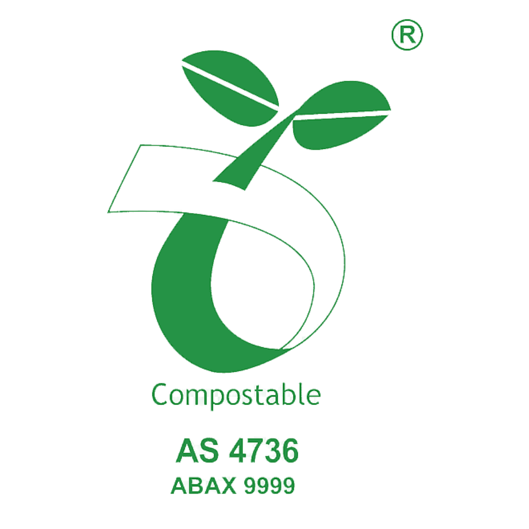 Sello Seedling de European Bioplastics que certifica que el material es biodegradable y compostable según la norma EN 13432.